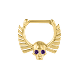 Memento Mori Straight Clicker with Gems – 14K & 18K Gold - piercing - zone.com