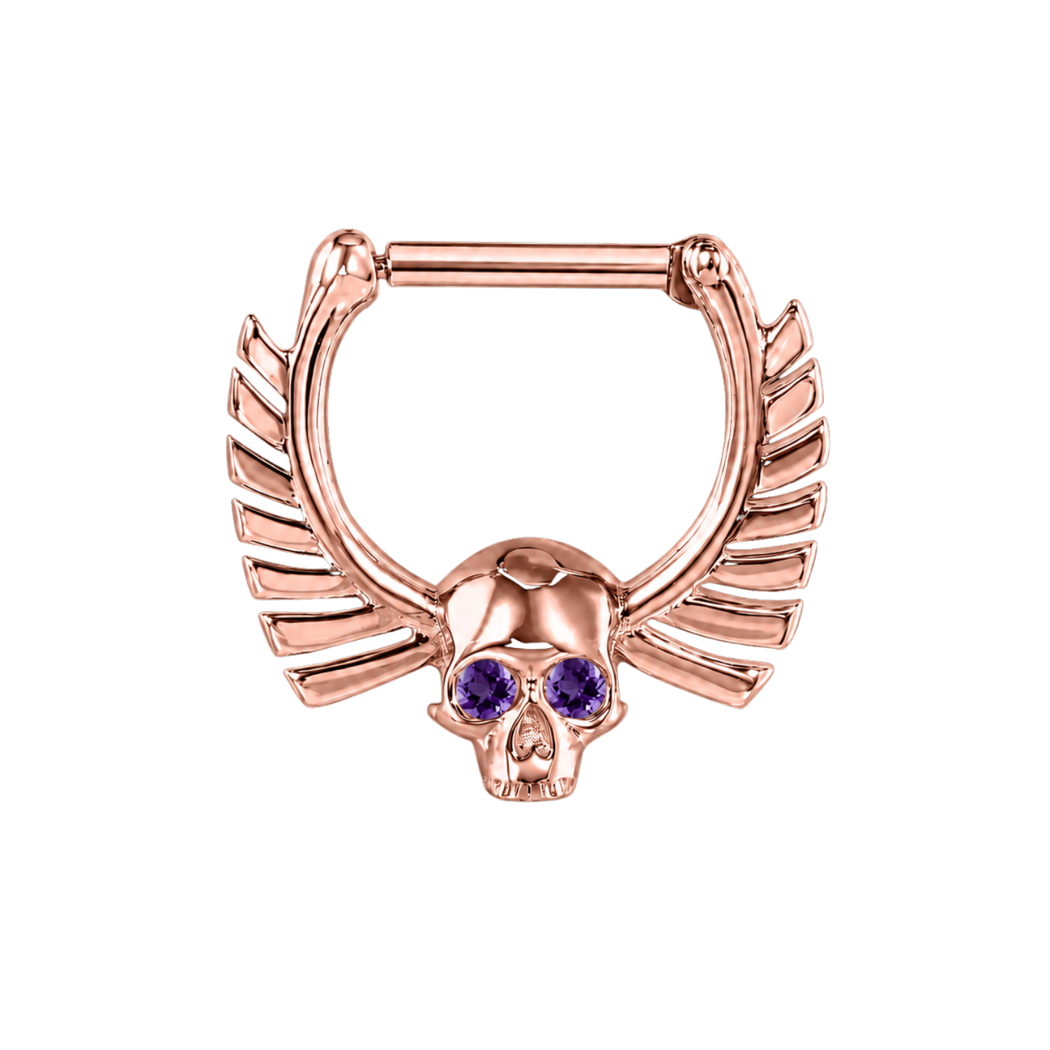 Memento Mori Straight Clicker with Gems – 14K & 18K Gold