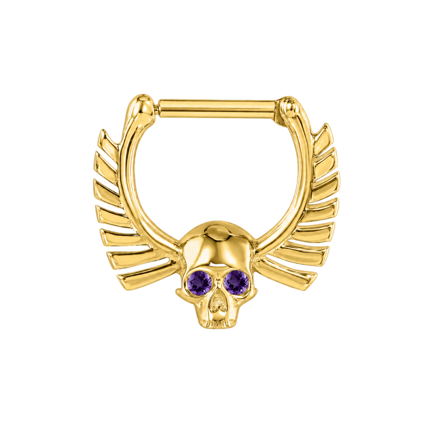 Memento Mori Straight Clicker with Gems – 14K & 18K Gold