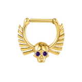 Memento Mori Straight Clicker with Gems – 14K & 18K Gold