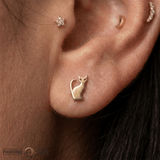 Meow – Arched Cat Silhouette – 14K Gold Threadless End - piercing - zone.com