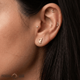 Meow – Arched Cat Silhouette – 14K Gold Threadless End - piercing - zone.com