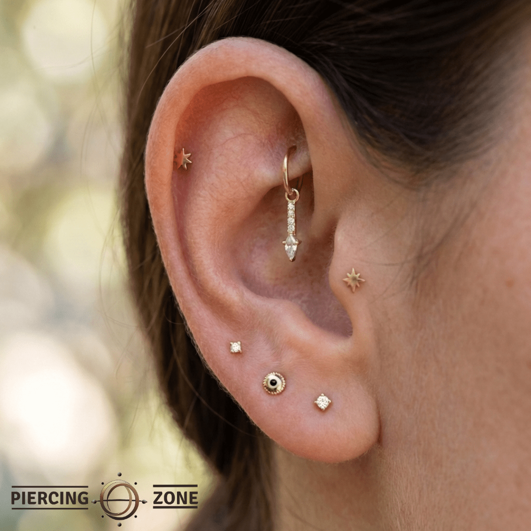 Mercer – CZ Drop Charm – 14K Gold Jewelry Accent - piercing - zone.com
