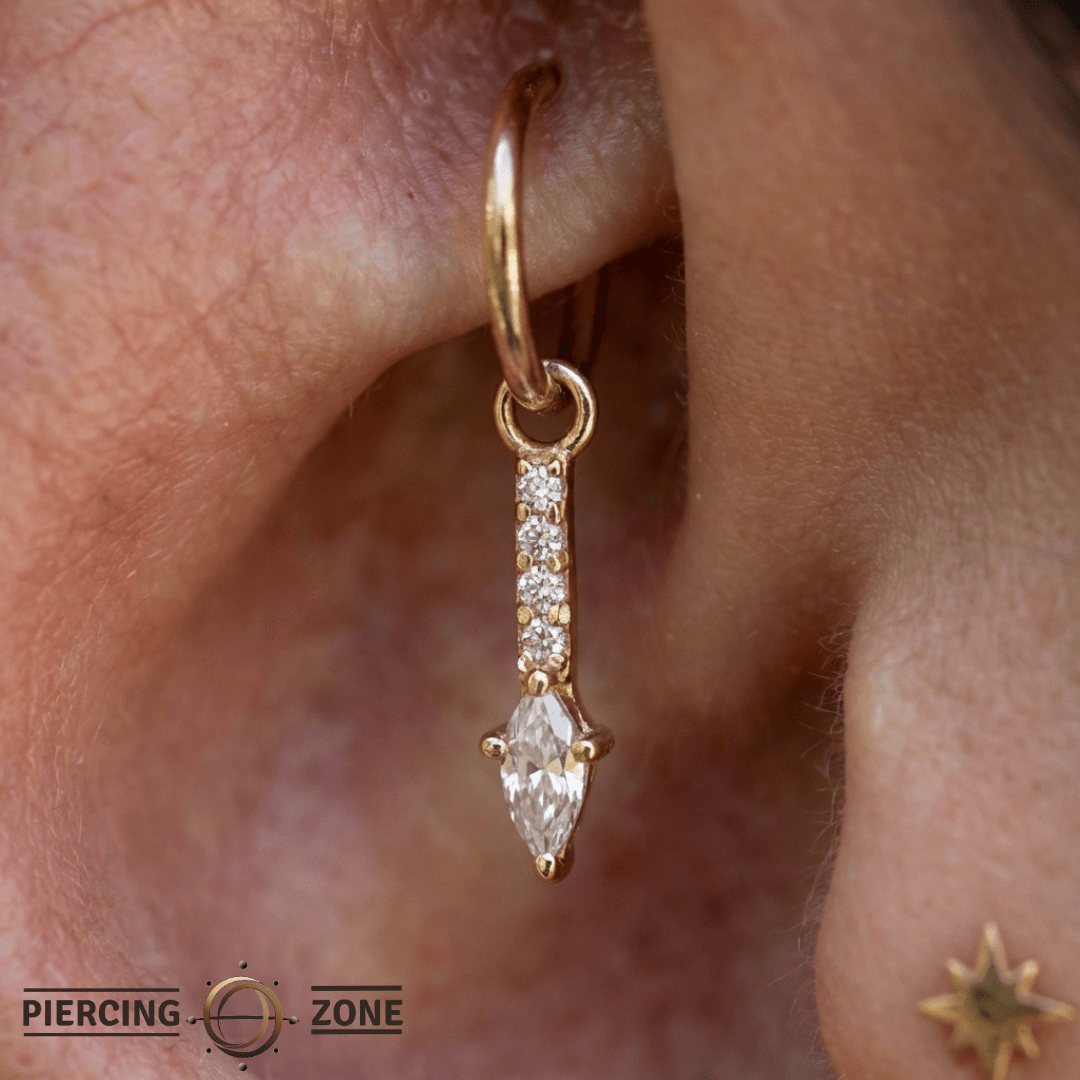 Mercer – CZ Drop Charm – 14K Gold Jewelry Accent - piercing - zone.com