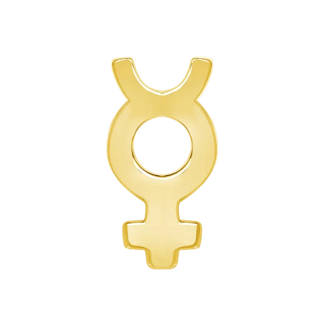 Mercury Symbol – 14K/18K Gold Flat Threadless End - piercing - zone.com