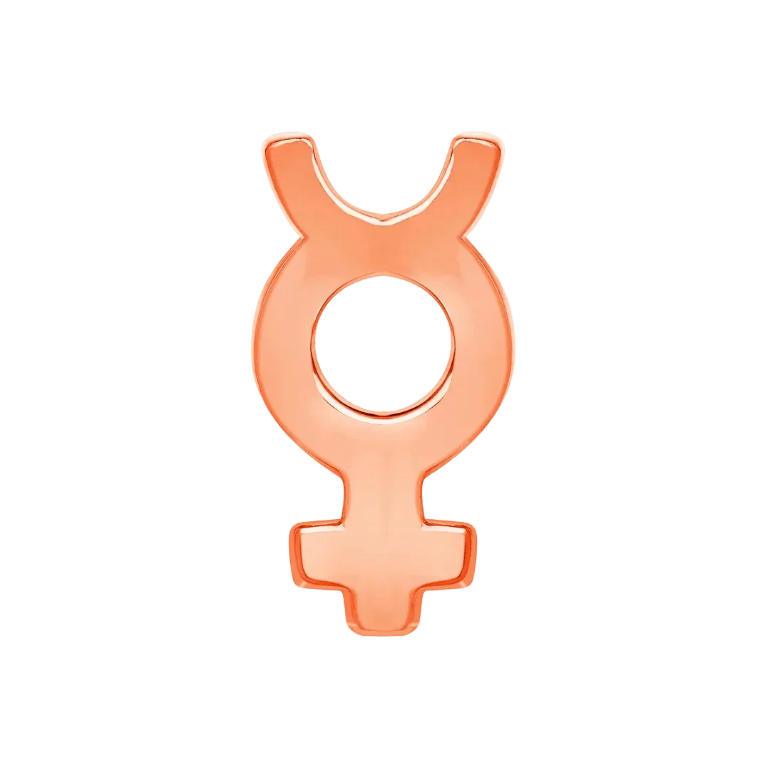Mercury Symbol – 14K/18K Gold Flat Threadless End - piercing - zone.com