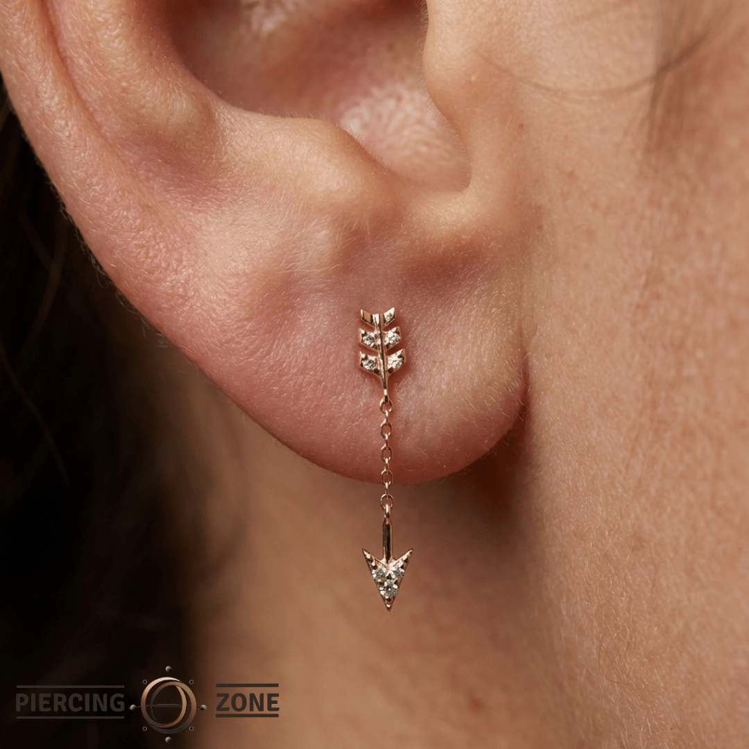 Merida – 14K Gold Swarovski CZ Arrow Threadless End - piercing - zone.com