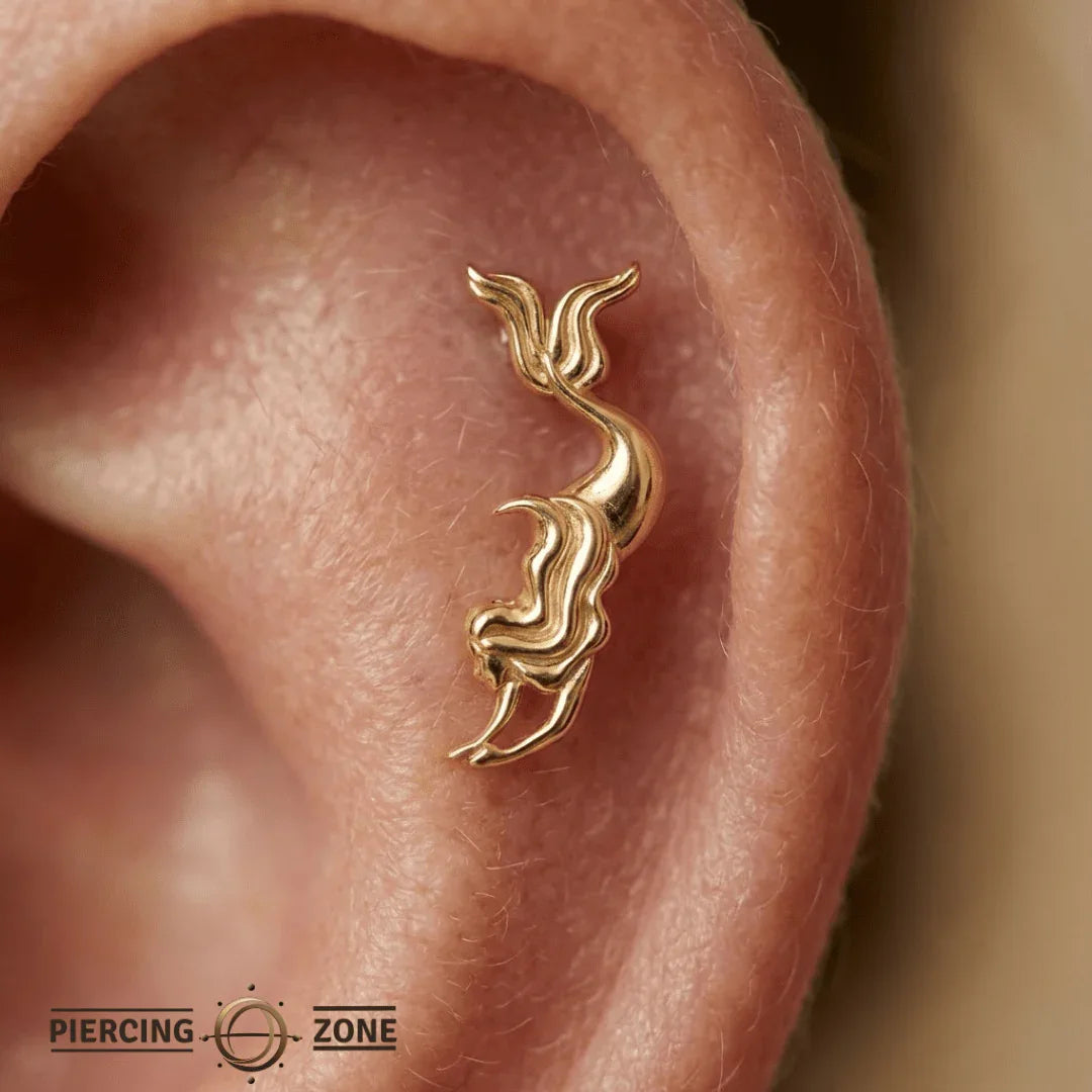 Mermaid – 14K Gold Threadless/Threaded End - piercing - zone.com