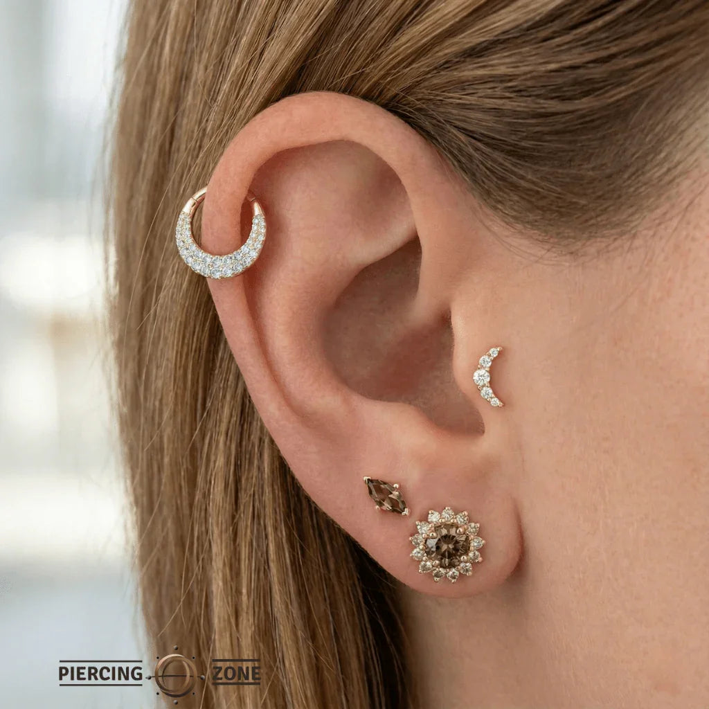 Metamorphosis – Blue Topaz Gradient – 14K Gold Clicker Ring - piercing - zone.com