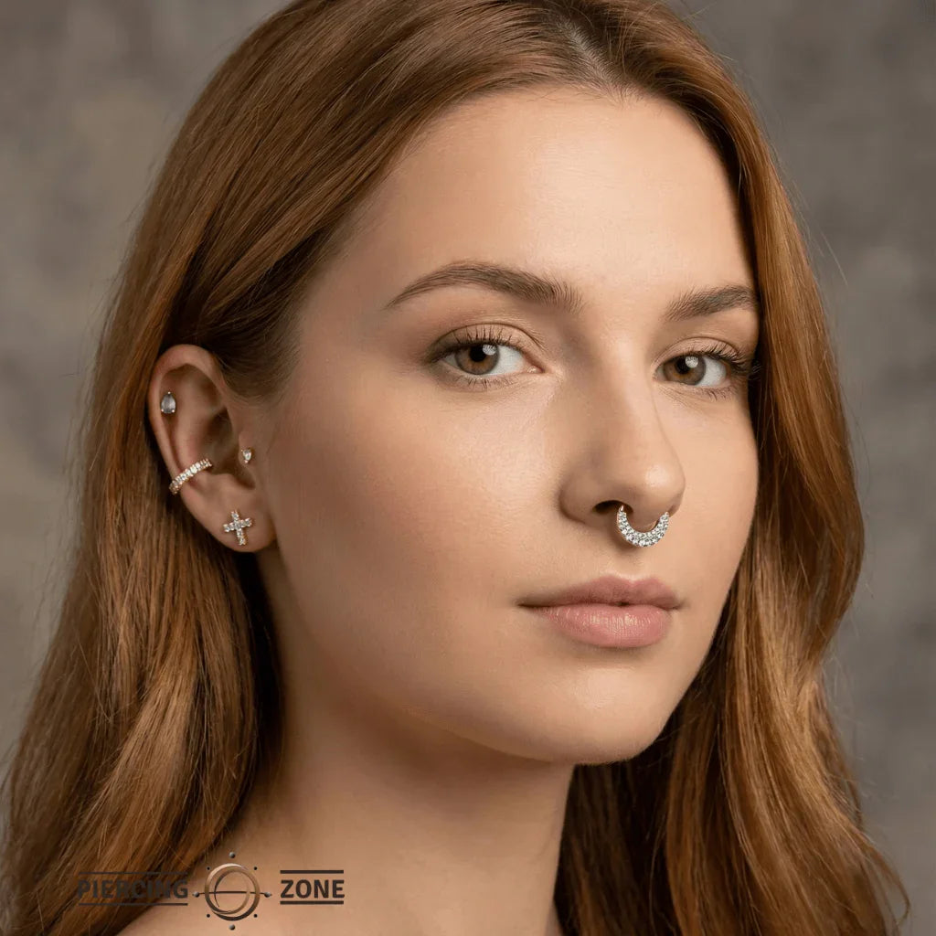 Metamorphosis – Blue Topaz Gradient – 14K Gold Clicker Ring - piercing - zone.com