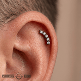 Miami - 14K Gold 5 Stone Arc Threadless/Threaded End - piercing - zone.com