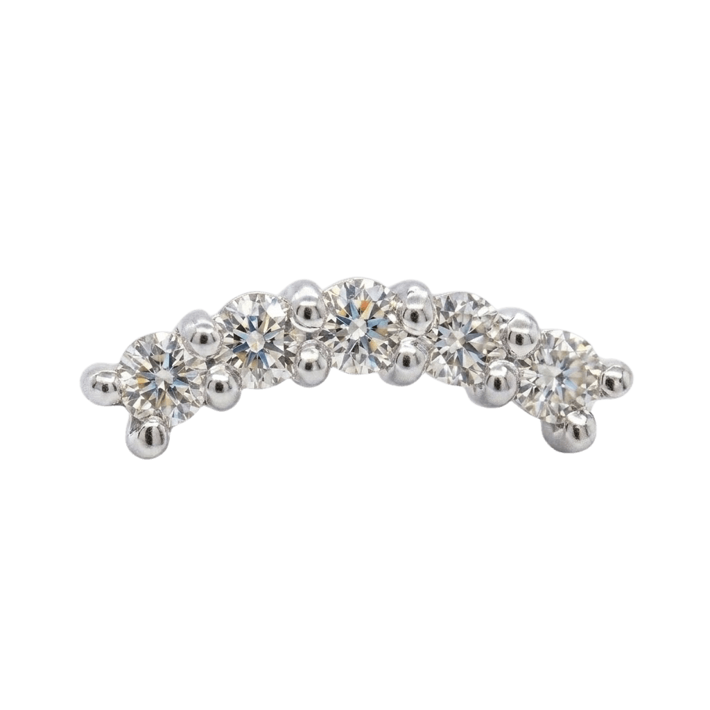 Miami - 14K Gold 5 Stone Arc Threadless/Threaded End - piercing - zone.com