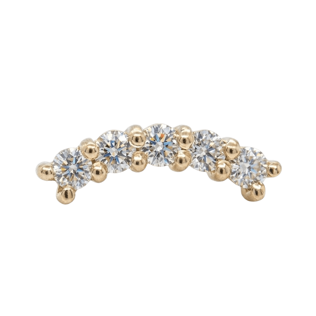 Miami - 14K Gold 5 Stone Arc Threadless/Threaded End - piercing - zone.com