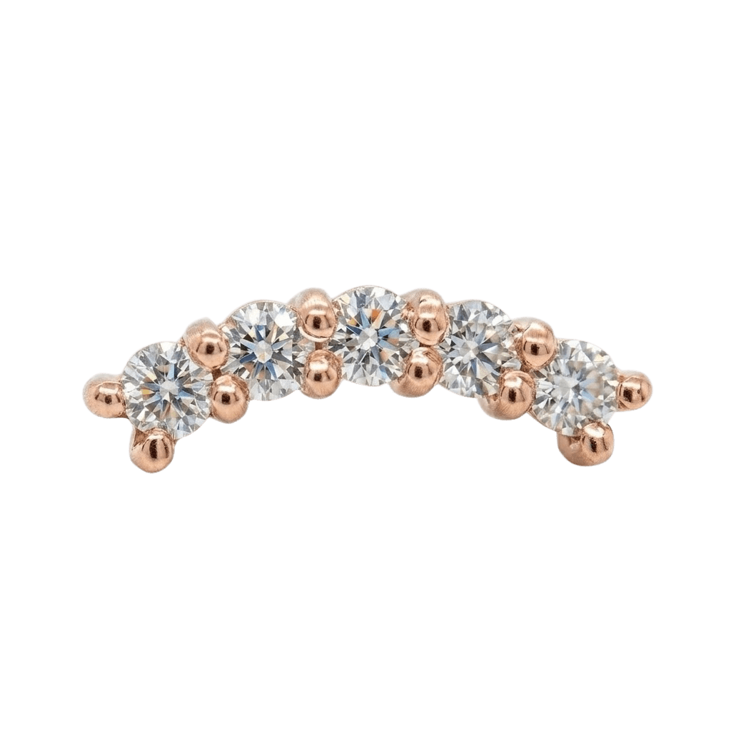 Miami - 14K Gold 5 Stone Arc Threadless/Threaded End - piercing - zone.com