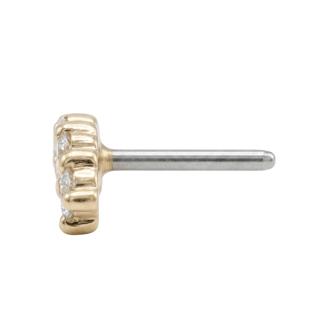Miami - 14K Gold 5 Stone Arc Threadless/Threaded End - piercing - zone.com