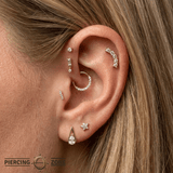Miami - 14K Gold 5 Stone Arc Threadless/Threaded End - piercing - zone.com