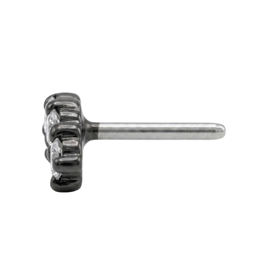 Miami - 14K Gold 5 Stone Arc Threadless/Threaded End - piercing - zone.com