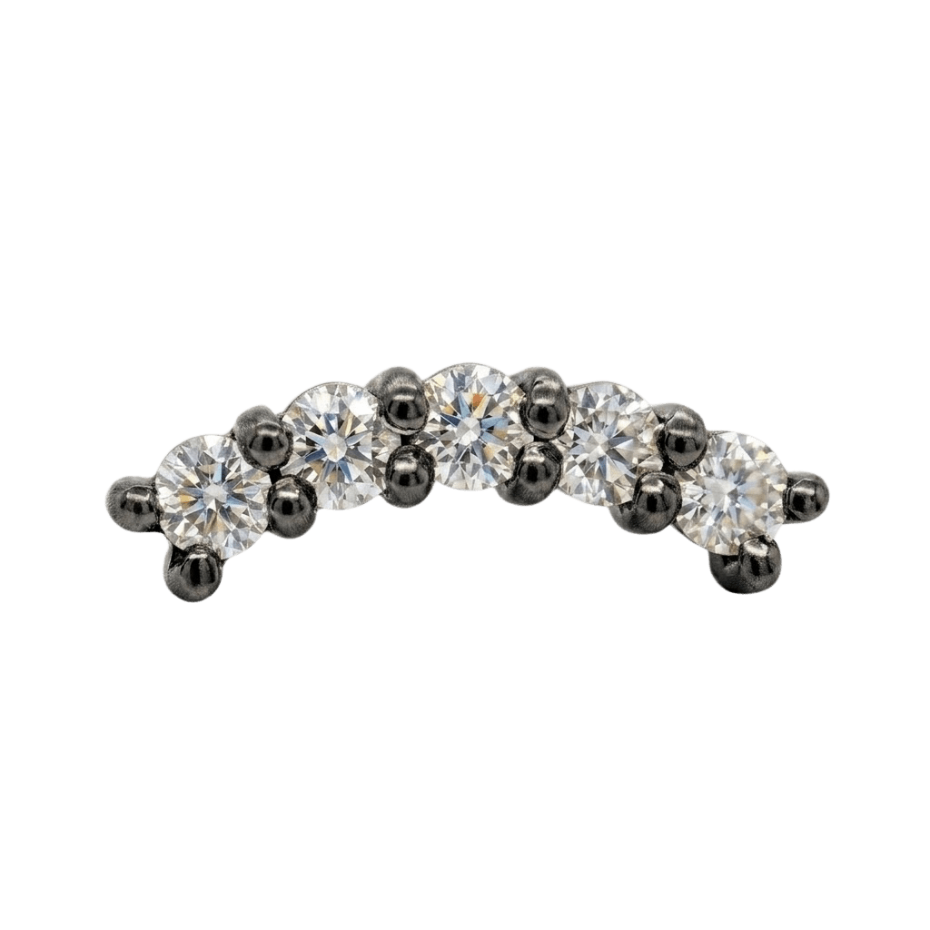 Miami - 14K Gold 5 Stone Arc Threadless/Threaded End - piercing - zone.com