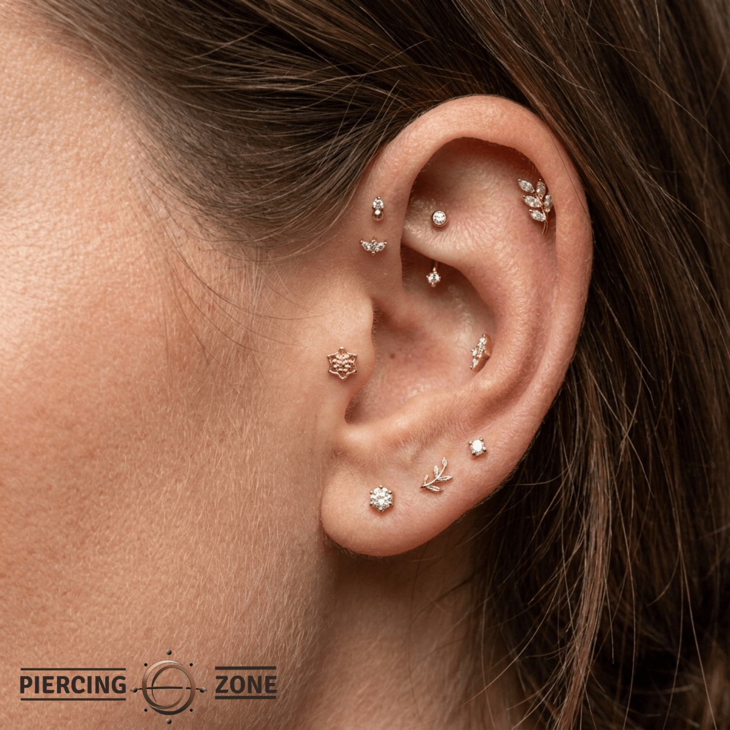 Micro Lotus Pin - 14K Gold Lotus Threadless End - piercing - zone.com