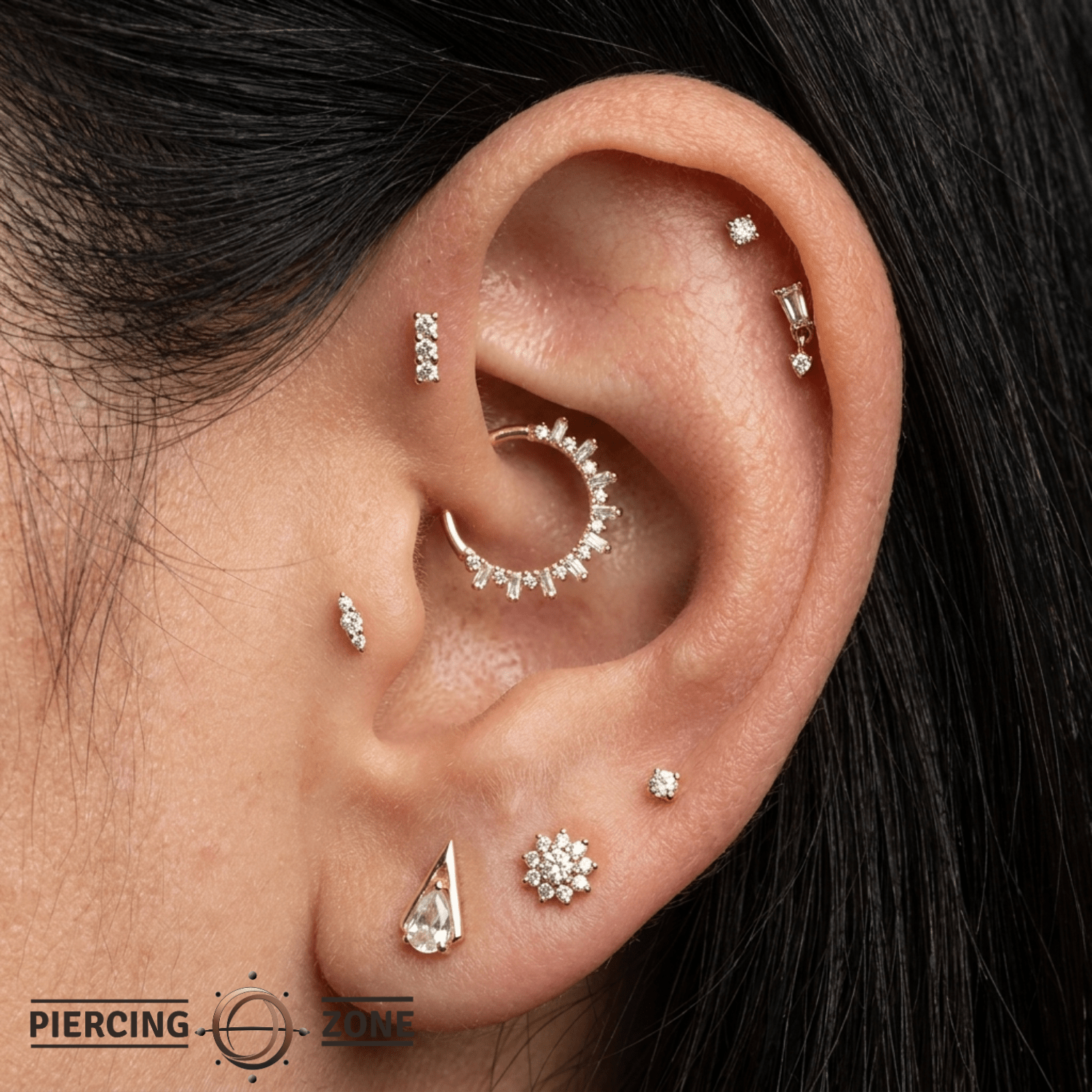 Micro Rail Pin - 14K Gold Gem Threadless End - piercing - zone.com