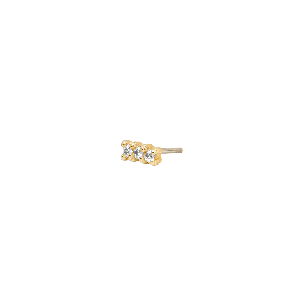 Micro Rail Pin - 14K Gold Gem Threadless End - piercing - zone.com