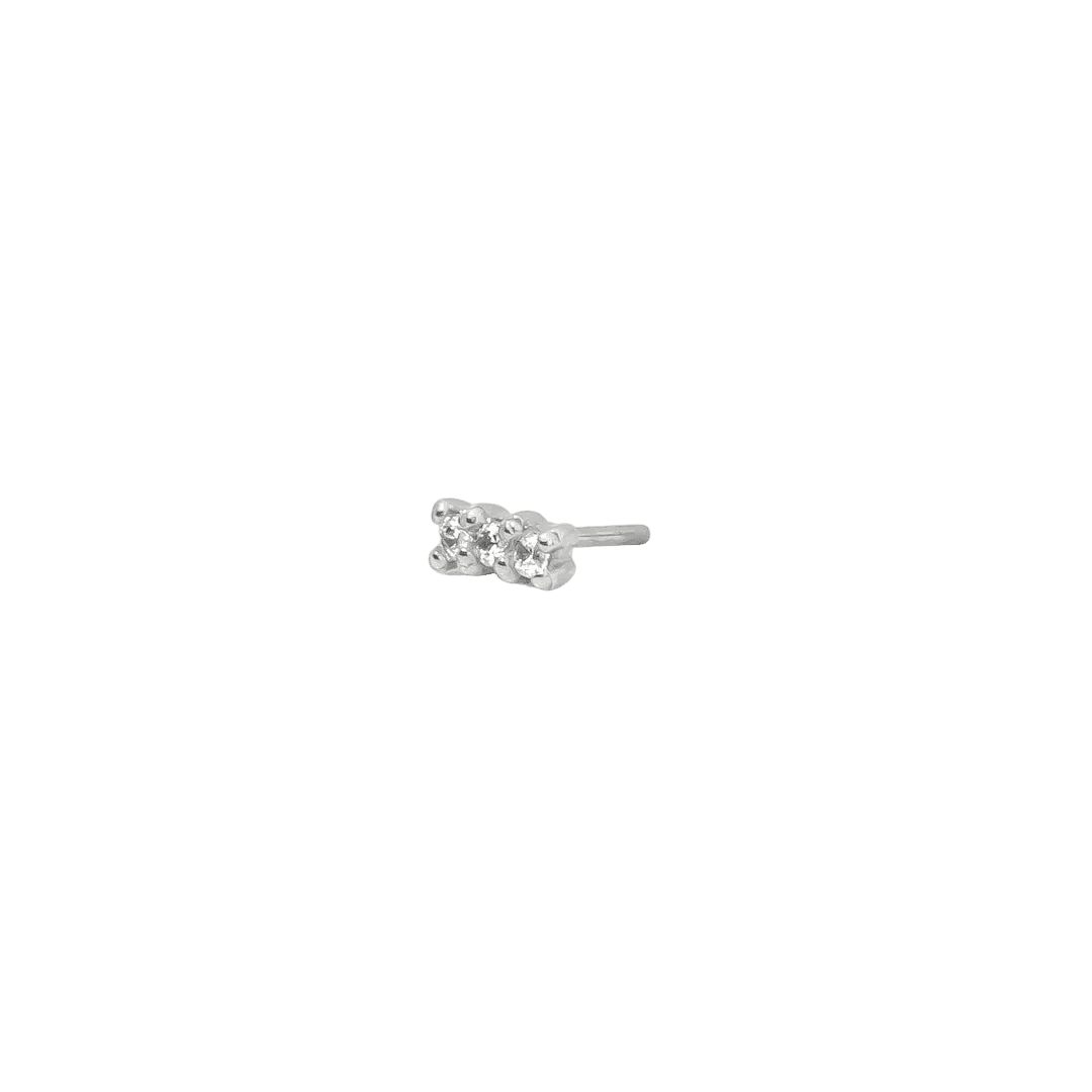 Micro Rail Pin - 14K Gold Gem Threadless End - piercing - zone.com