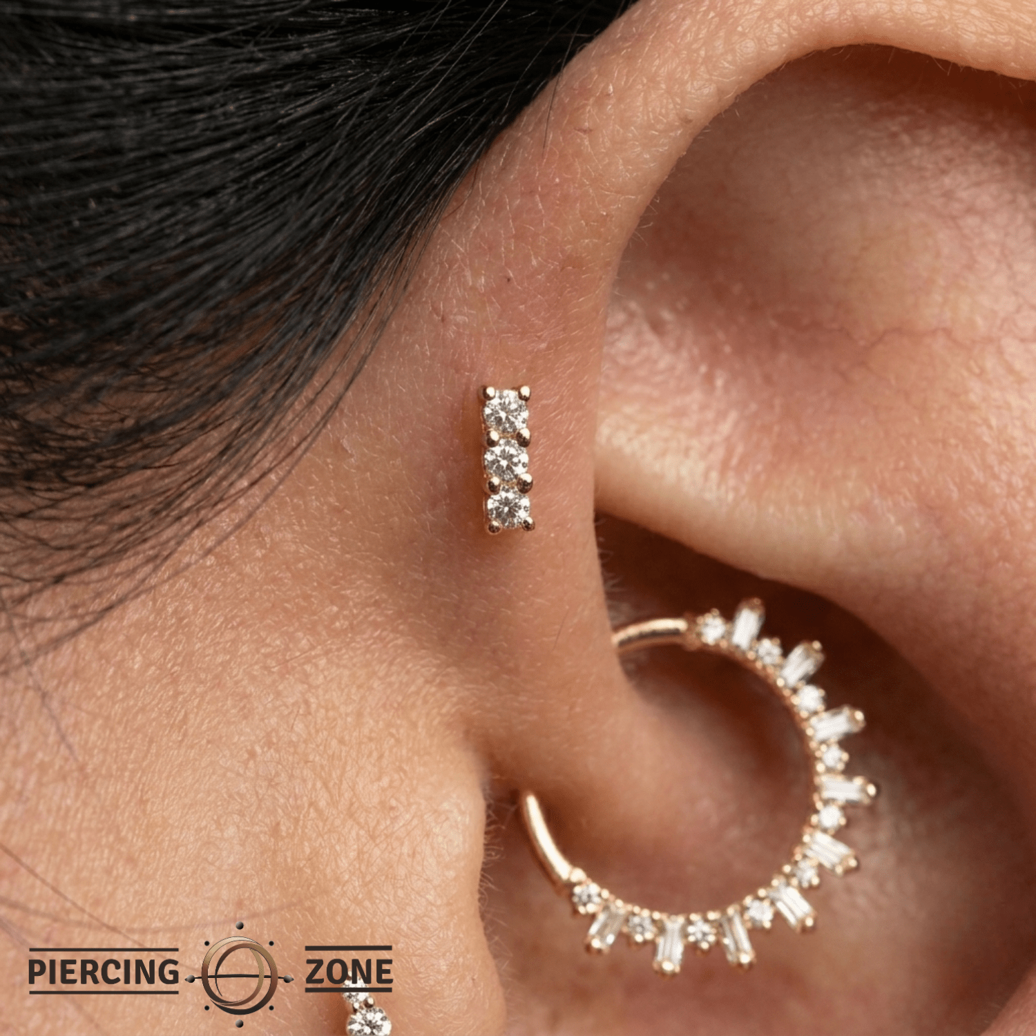 Micro Rail Pin - 14K Gold Gem Threadless End - piercing - zone.com
