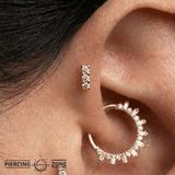 Micro Rail Pin - 14K Gold Gem Threadless End - piercing - zone.com
