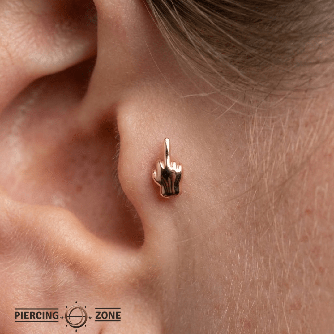 Middle Finger Emoji – 14K Gold Threadless/Threaded End - piercing - zone.com