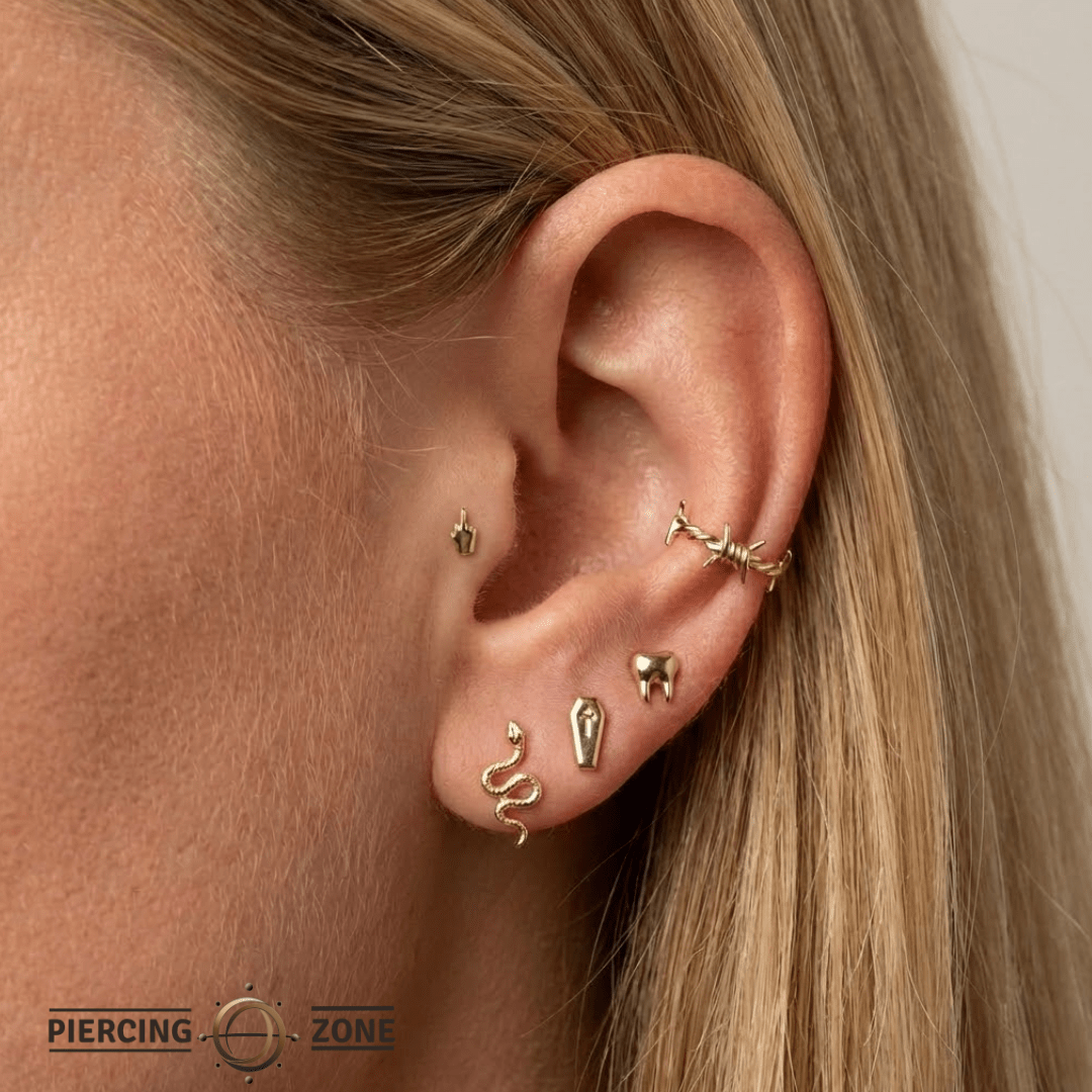Middle Finger Emoji – 14K Gold Threadless/Threaded End - piercing - zone.com