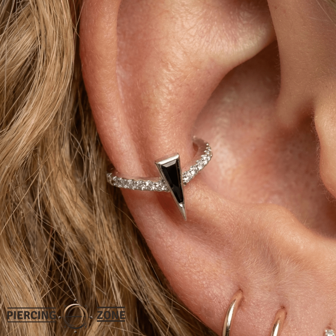 Mikah Black Spinel + CZ – 14K Gold Hinged Clicker - piercing - zone.com