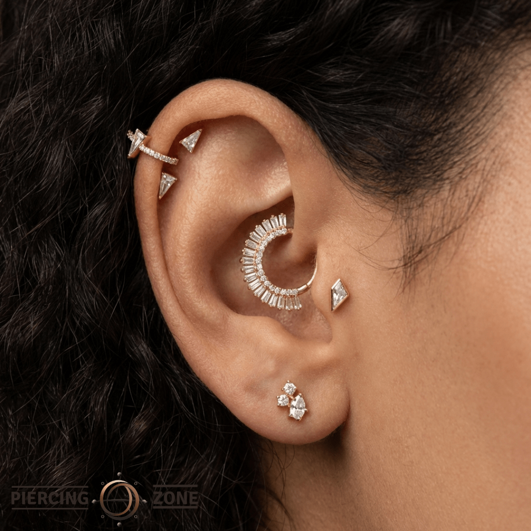 Mikah CZ – 14K Gold Hinged Clicker - piercing - zone.com