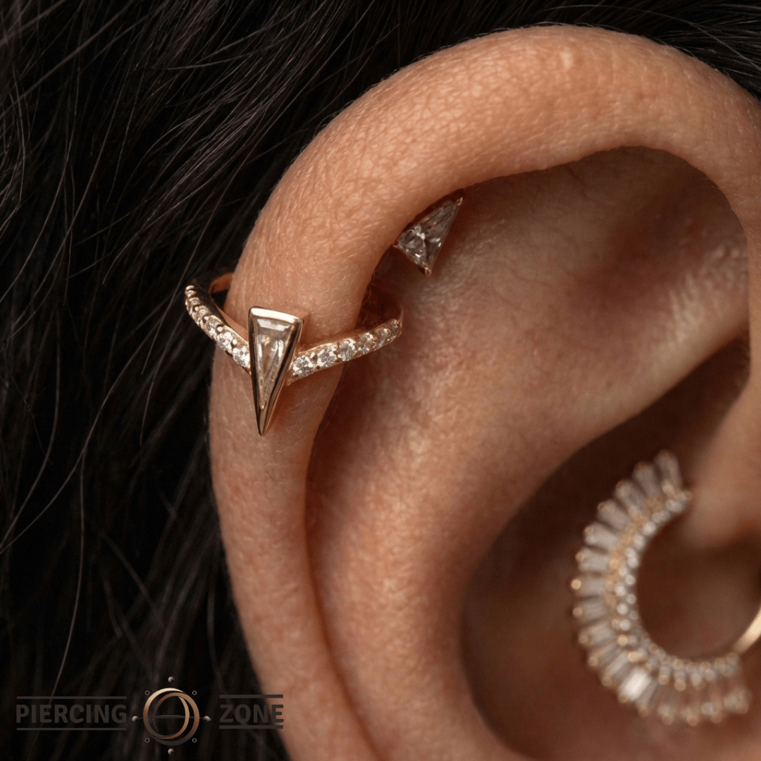 Mikah CZ – 14K Gold Hinged Clicker - piercing - zone.com