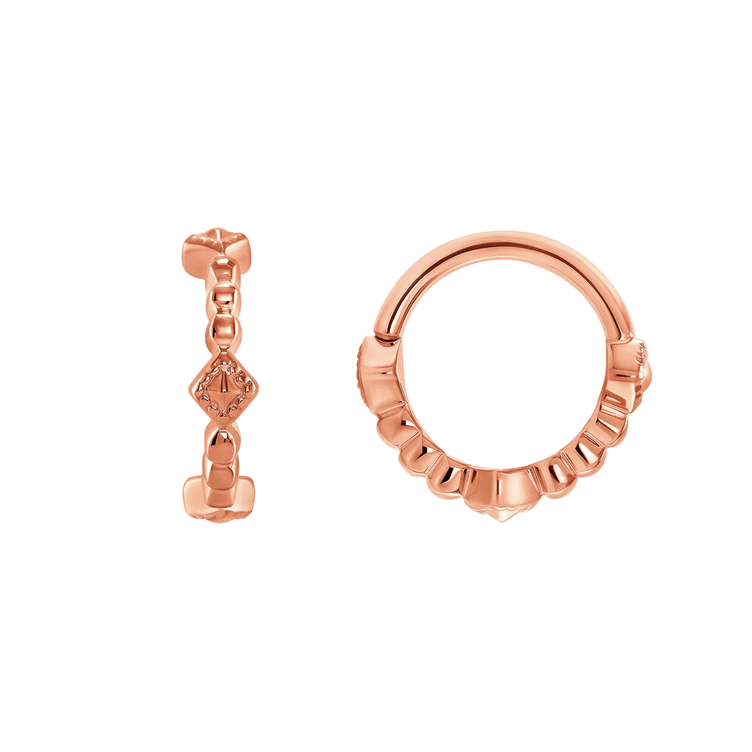 Mila Seamless Ring – 14K Gold Cup & Divot Design - piercing - zone.com