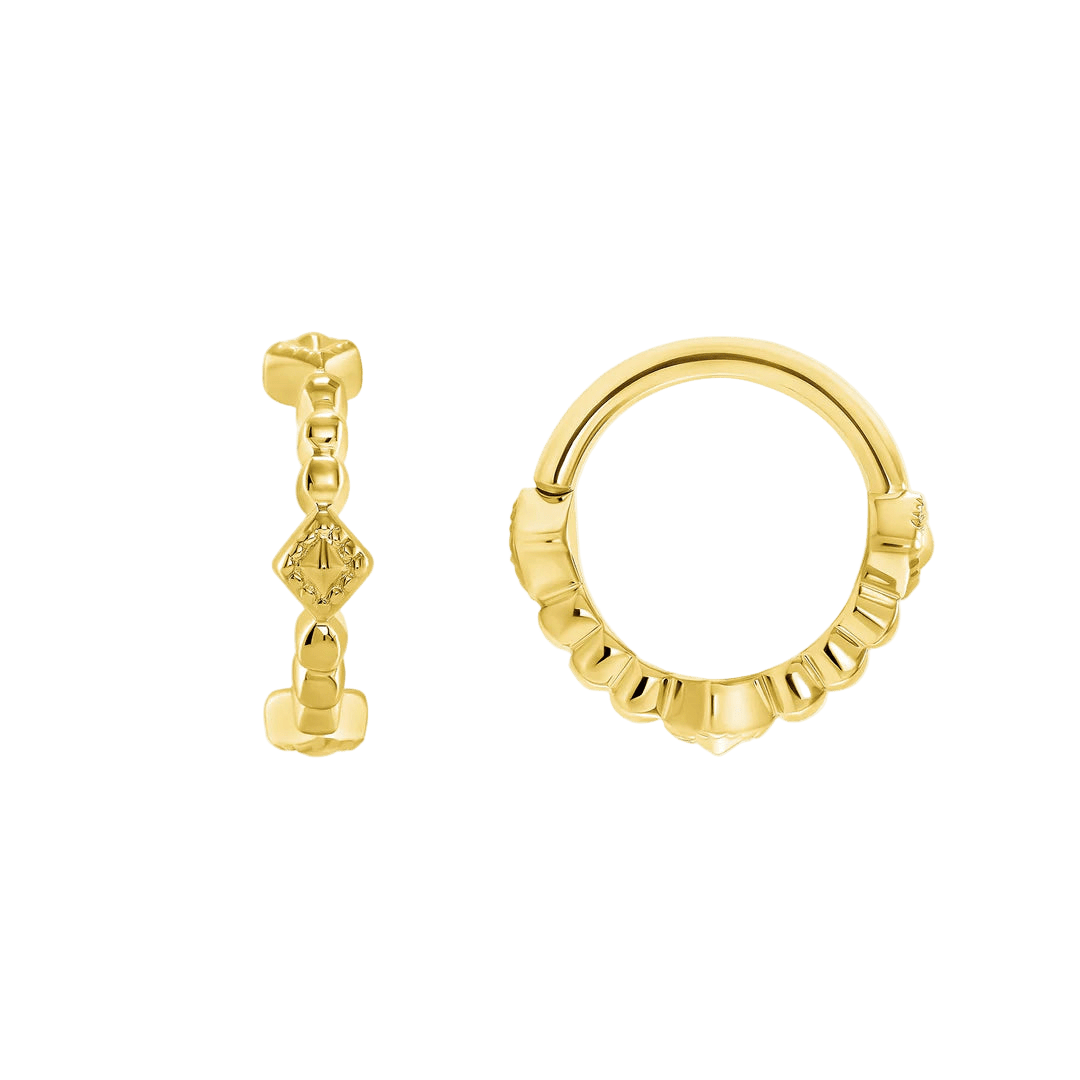 Mila Seamless Ring – 14K Gold Cup & Divot Design - piercing - zone.com