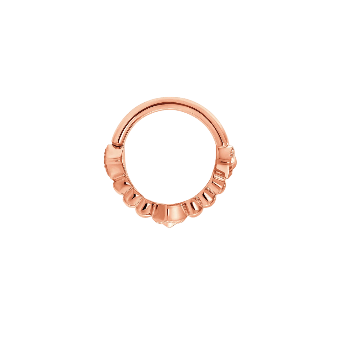 Mila Seamless Ring – 14K Gold Cup & Divot Design - piercing - zone.com