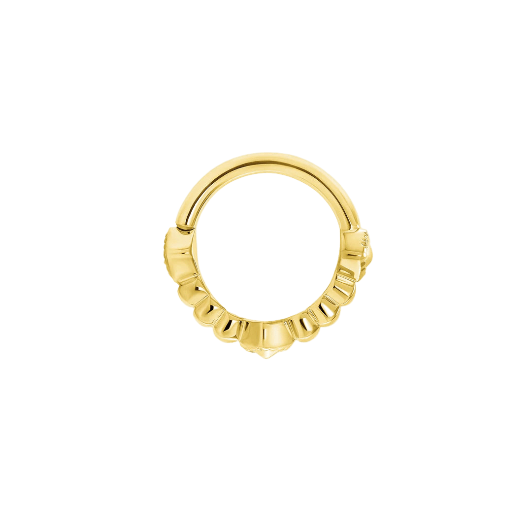 Mila Seamless Ring – 14K Gold Cup & Divot Design - piercing - zone.com