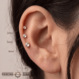 Milgrain Reverse Set CZ – 14K Gold Threadless End - piercing - zone.com