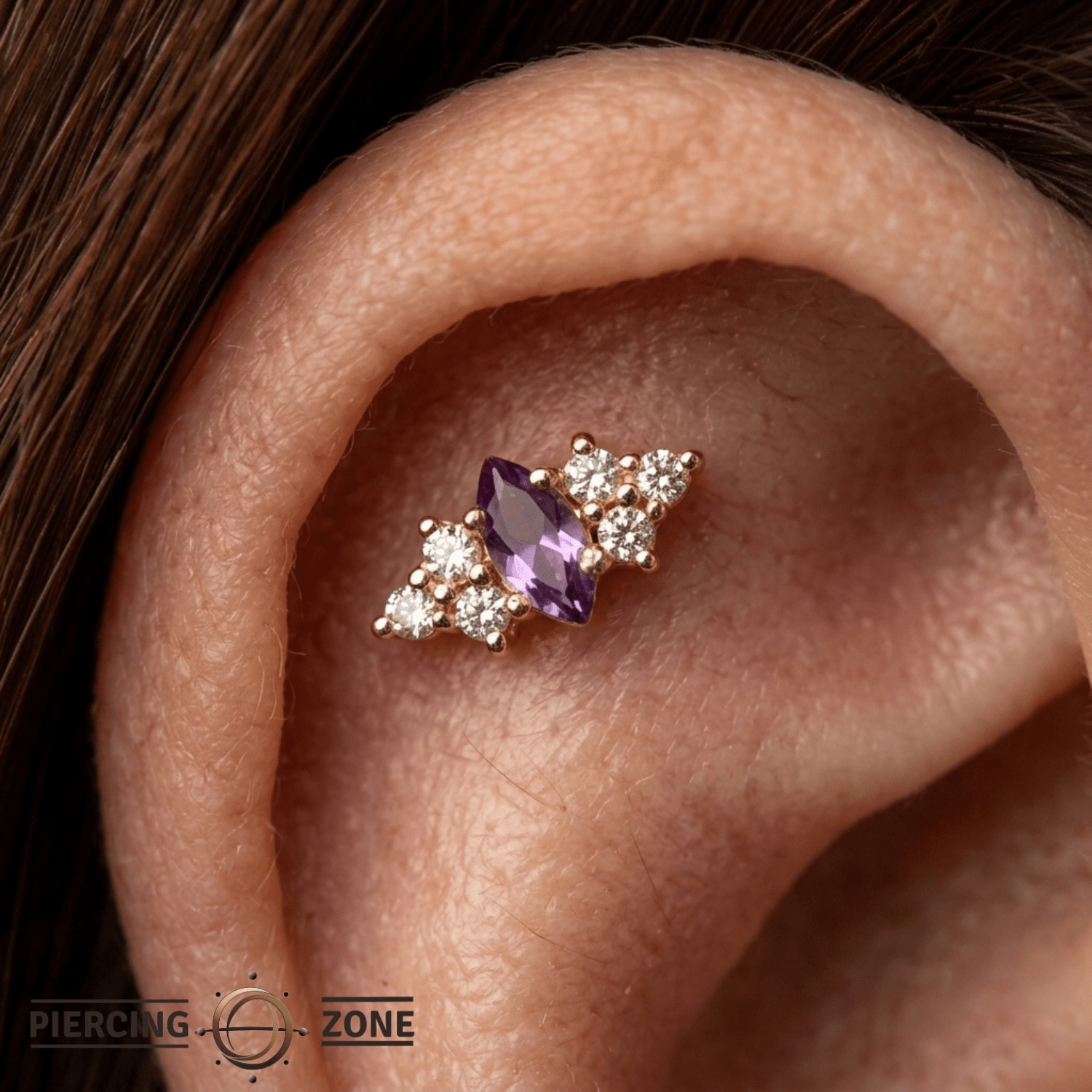 Mimosa – Marquise Birthstone & Diamond – 14K Gold Threadless End - piercing - zone.com