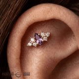 Mimosa – Marquise Birthstone & Diamond – 14K Gold Threadless End - piercing - zone.com