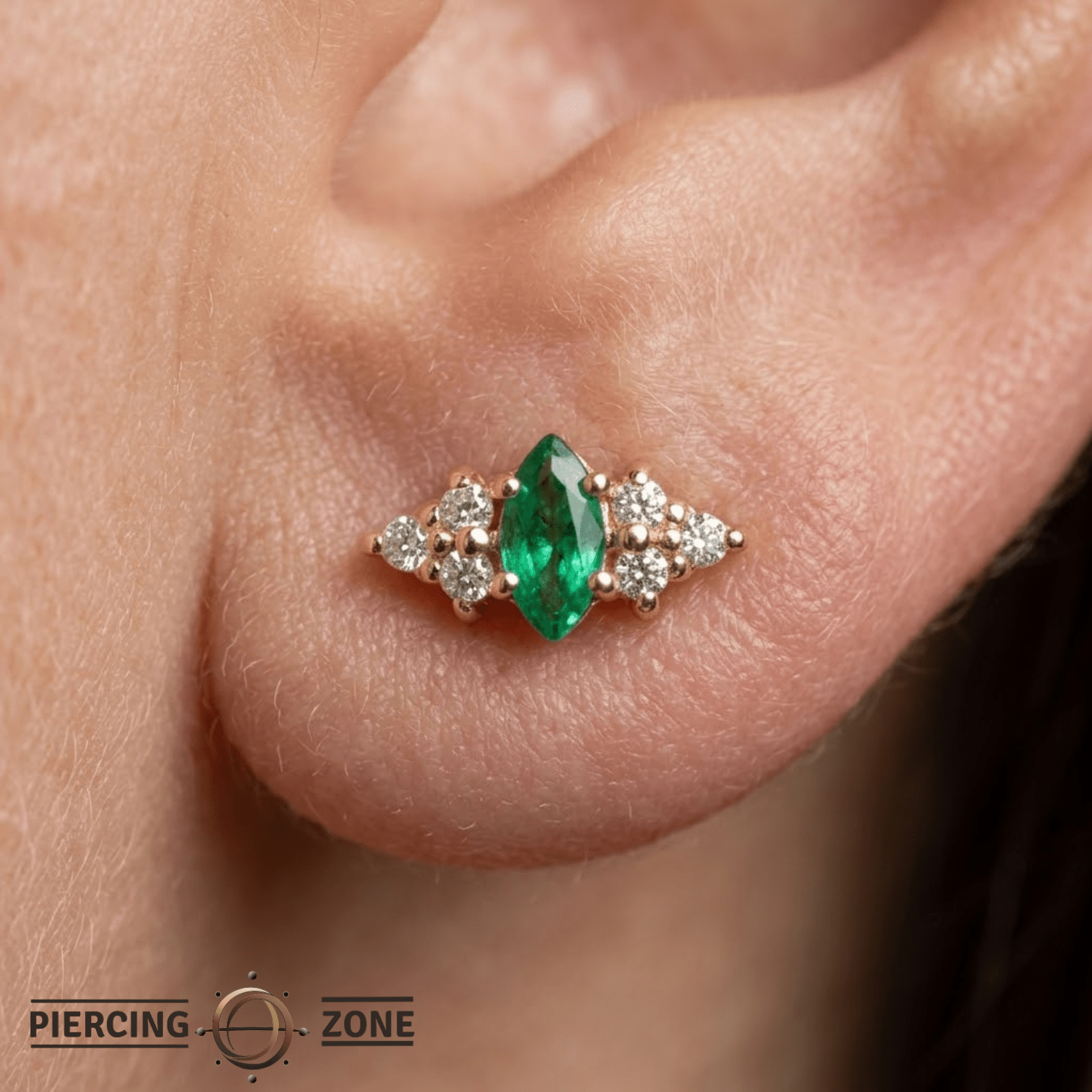 Mimosa – Marquise Birthstone & Diamond – 14K Gold Threadless End - piercing - zone.com