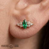 Mimosa – Marquise Birthstone & Diamond – 14K Gold Threadless End - piercing - zone.com