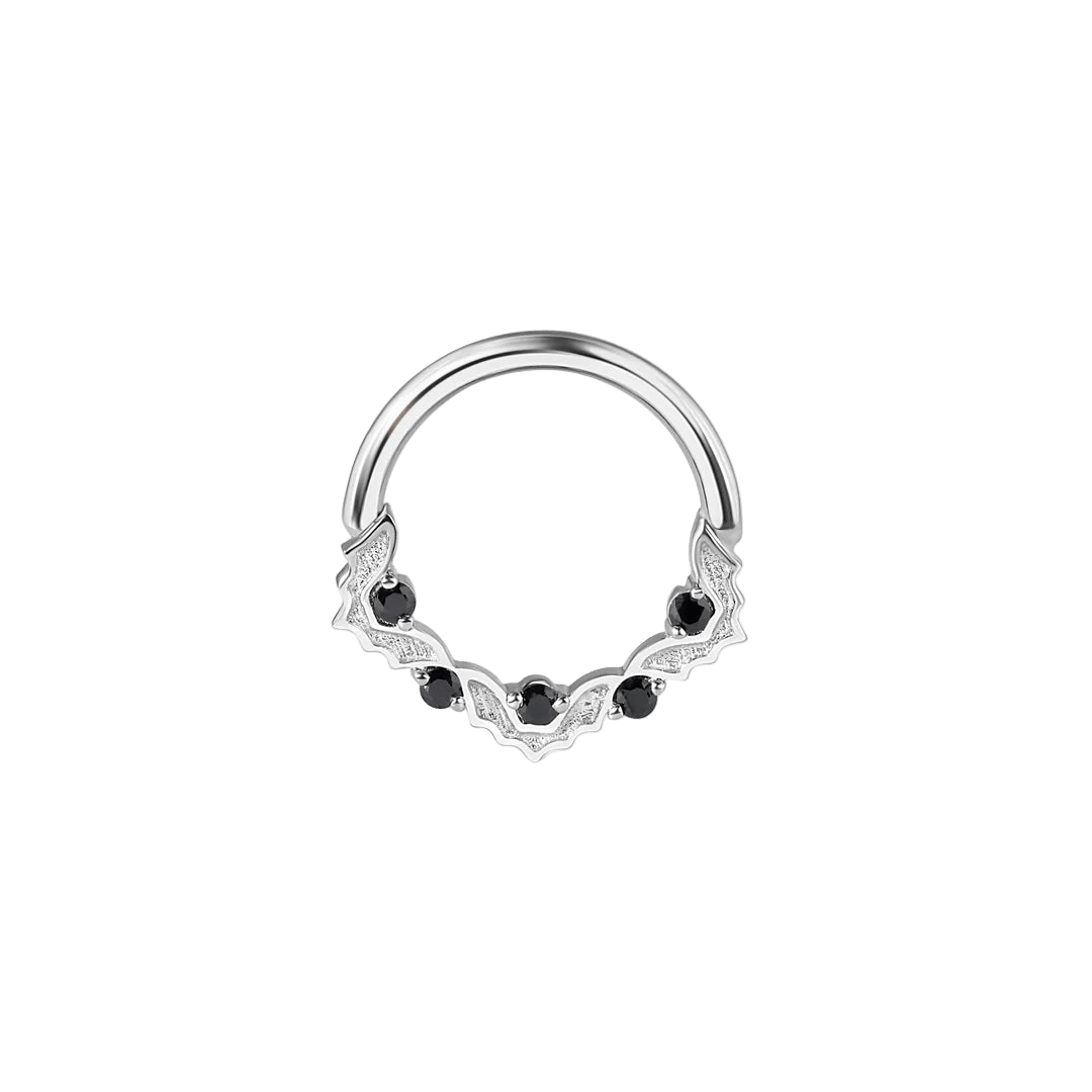 Mini Bats Seamless Ring – 14K Gold Five - Gem Bat Wing Design - piercing - zone.com