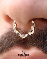 Mini Bats Seamless Ring – 14K Gold Five - Gem Bat Wing Design - piercing - zone.com