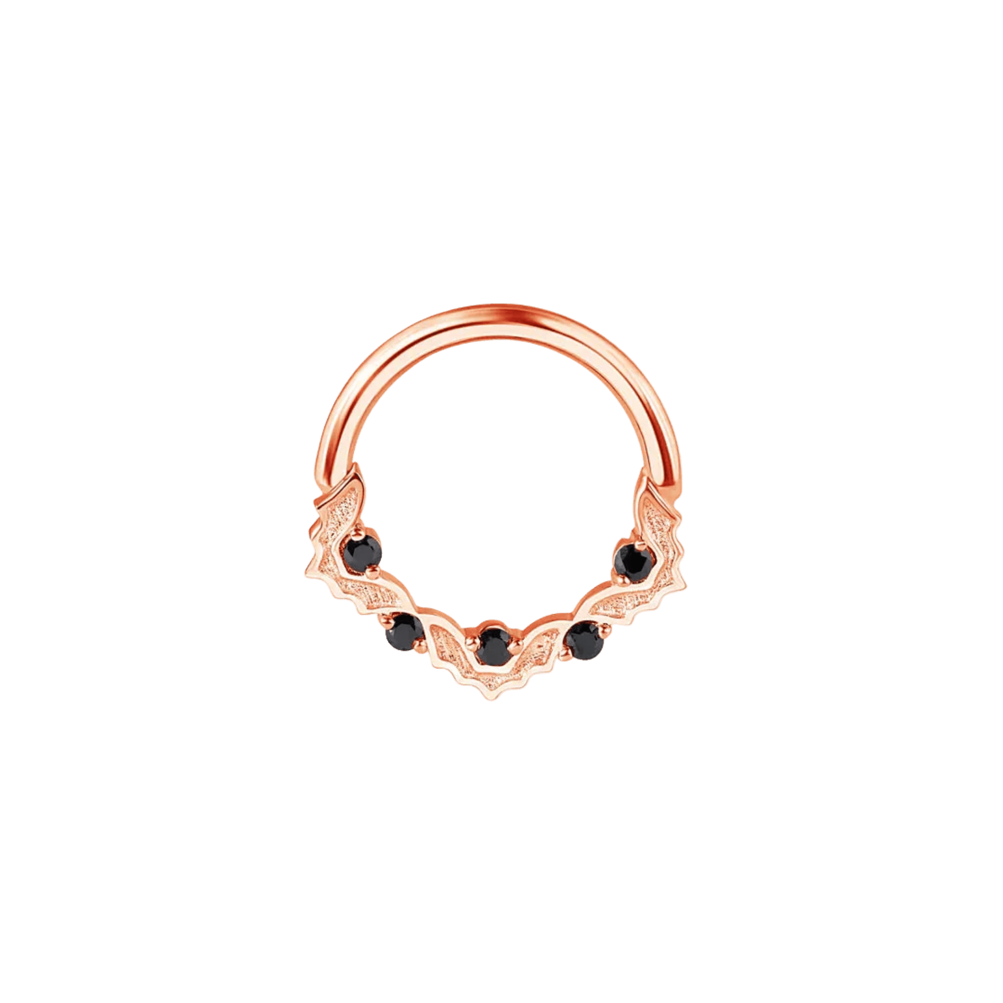 Mini Bats Seamless Ring – 14K Gold Five-Gem Bat Wing Design - piercing-zone.com