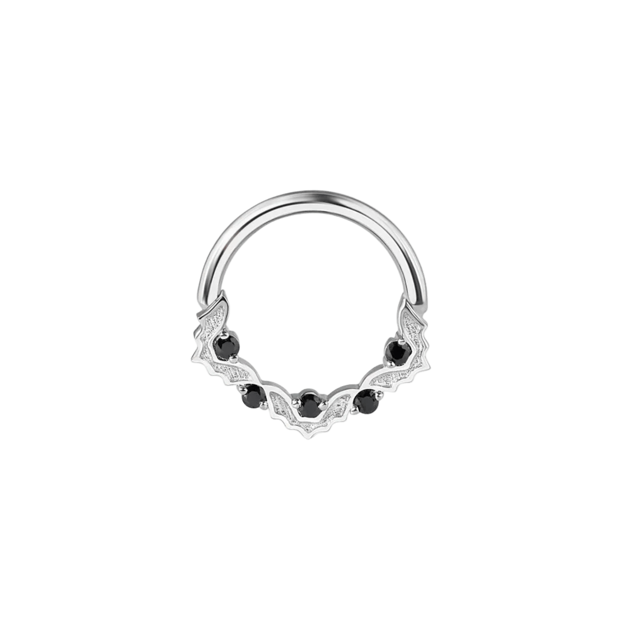 Mini Bats Seamless Ring – 14K Gold Five-Gem Bat Wing Design - piercing-zone.com