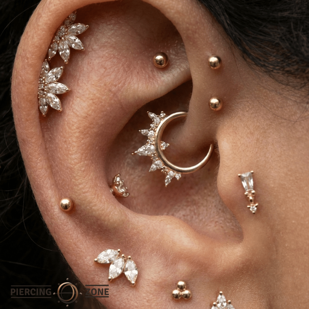 Mini Moet – 14K Gold Swarovski CZ Marquise Fan Threadless End - piercing - zone.com