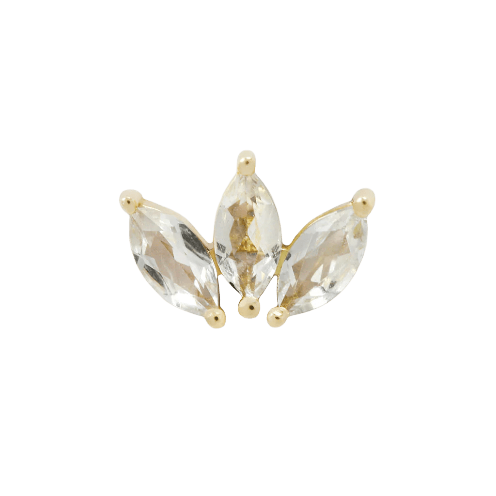 Mini Moet – 14K Gold Swarovski CZ Marquise Fan Threadless End - piercing - zone.com