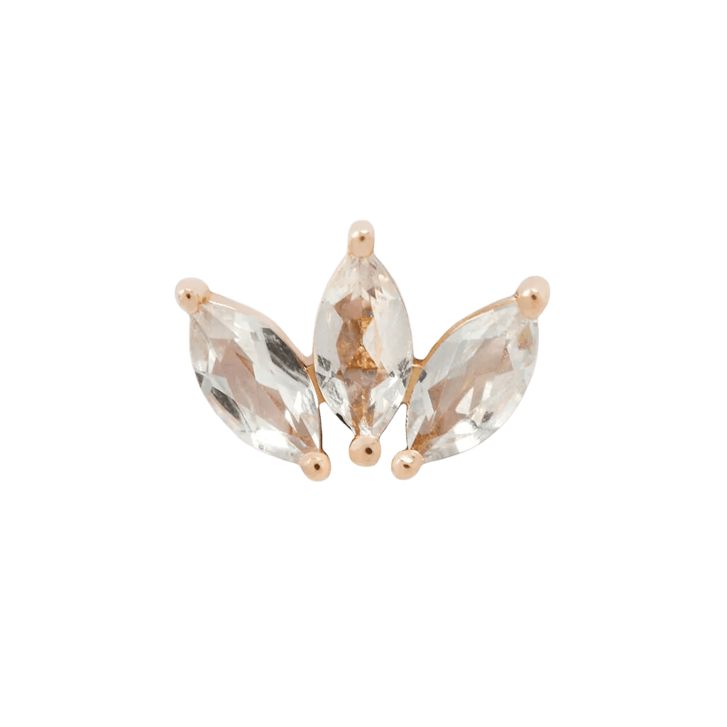 Mini Moet – 14K Gold Swarovski CZ Marquise Fan Threadless End - piercing - zone.com