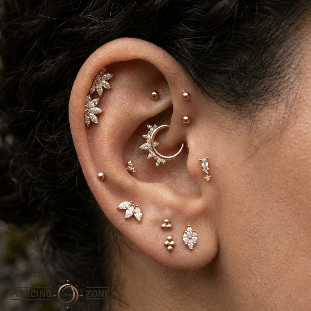 Mini Moet – 14K Gold Swarovski CZ Marquise Fan Threadless End - piercing - zone.com